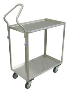 2 Shelf 20 Gauge Stainless Steel Carts with Ergonomic Handle available through PVI Products
