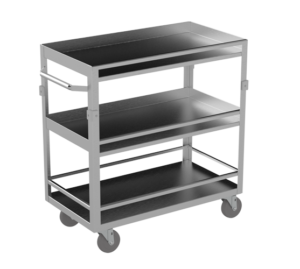 3 Shelf 20 Gauge Stainless Steel Carts with Guardrails available through PVI Products