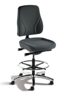 Bimos Trend Series black cloth upholstery with polished aluminum base ergonomic chair available through PVI Products