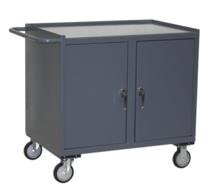 Limited access for mobile storage with drawers for small item retention available through PVI Products