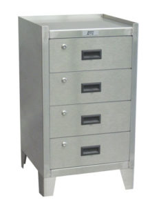 Narrow Stainless Steel Cabinets 4-drawer available through PVI Products