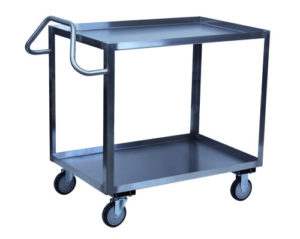 Stainless Steel 2 Shelf Service Carts with Ergonomic Handle available through PVI Products