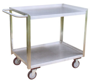 Stainless Steel 2 Shelf Carts with One Side Right Lips Flush available through PVI Products